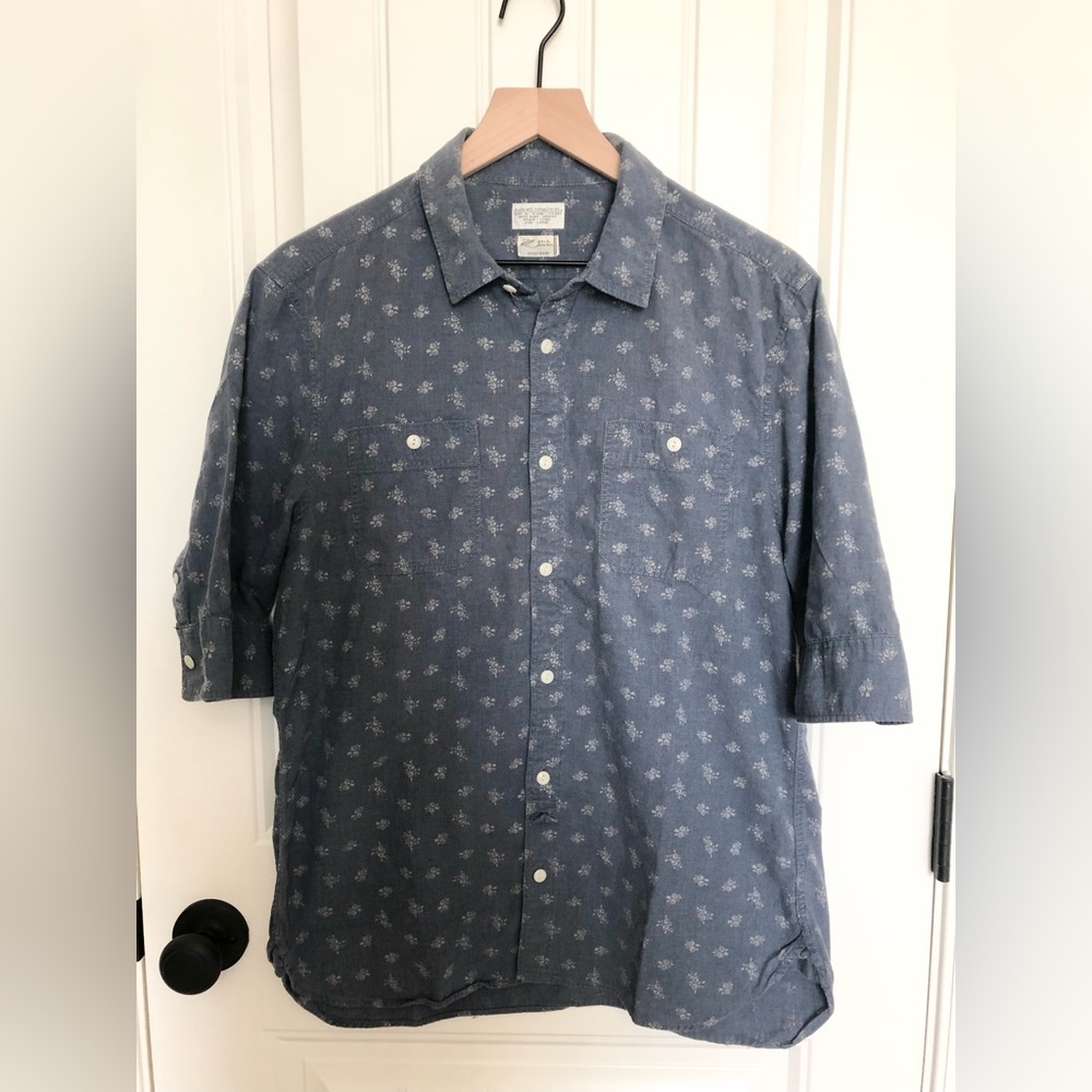 All Saints Spitalfields Floral Short Sleeve Button Down Shirt- Slim Fit - L